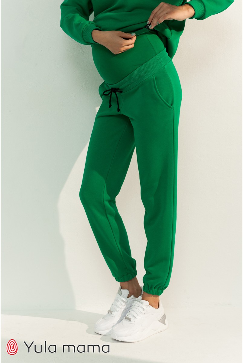 Спортивные брюки-джоггеры для беременных Юла мама Celia TR-31.013 зеленый