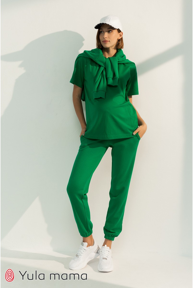 Спортивні штани-джоггери для вагітних Юла мама Celia TR-31.013 зелений