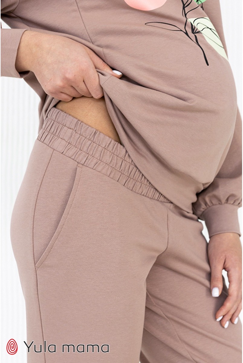 Спортивные брюки-джоггеры для беременных Юла мама Dido TR-22.051 капучино