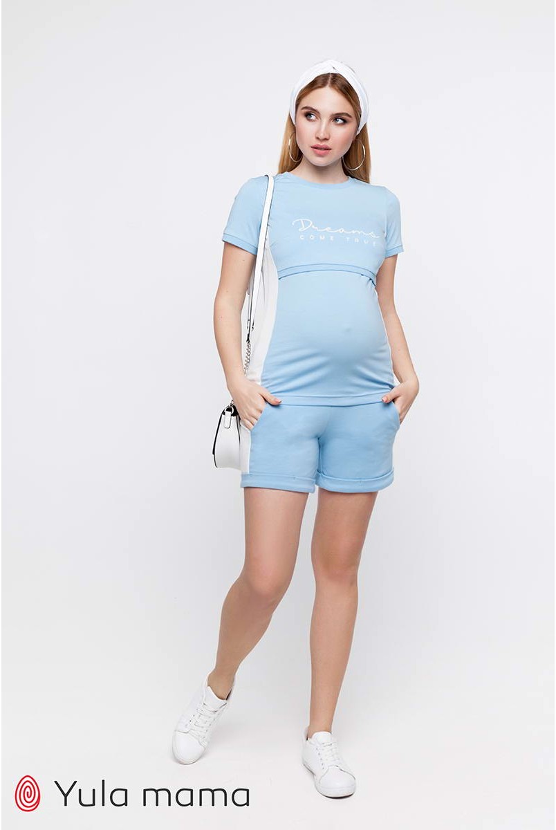 Костюм Janel поєднання блакитного з білим для вагітних та годування
