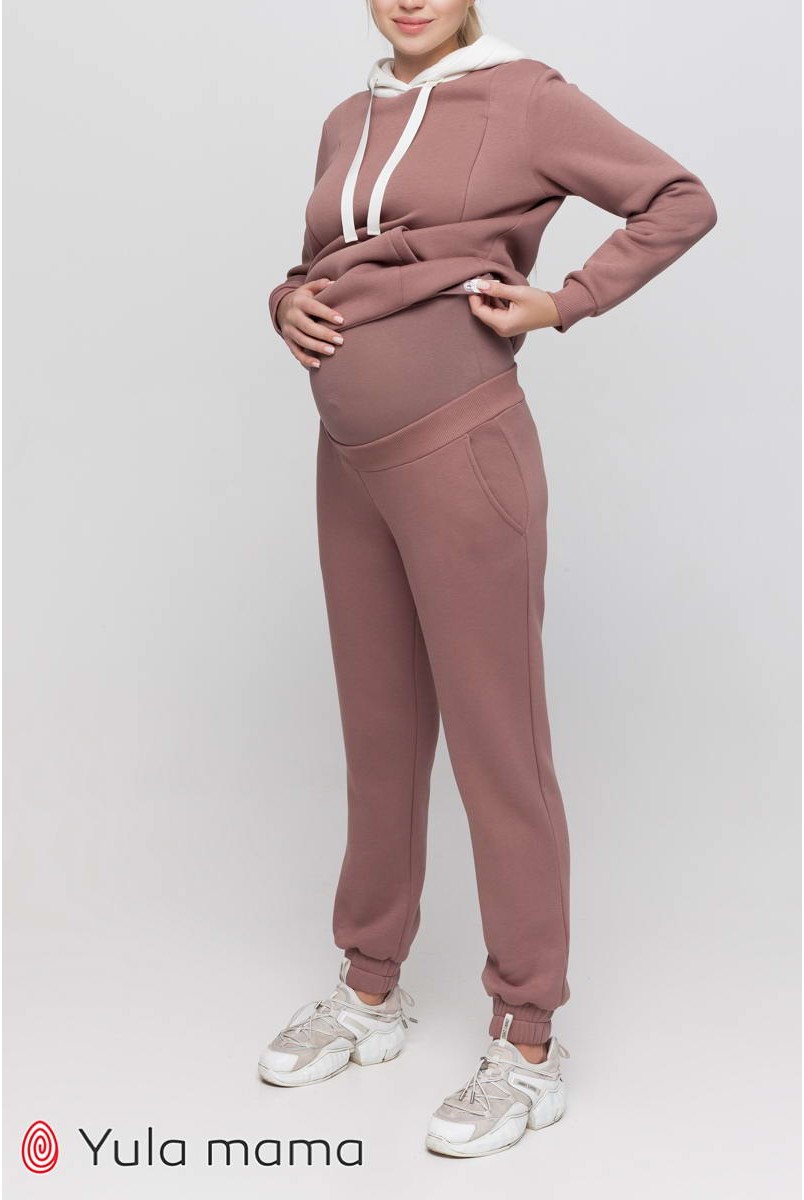 Теплий спортивний костюм Sharon капучино для вагітних і годування