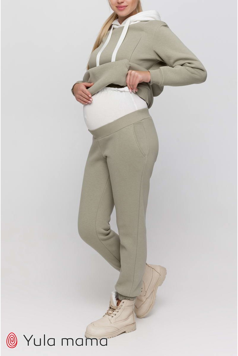Теплий спортивний костюм Sharon оливковий для вагітних і годування