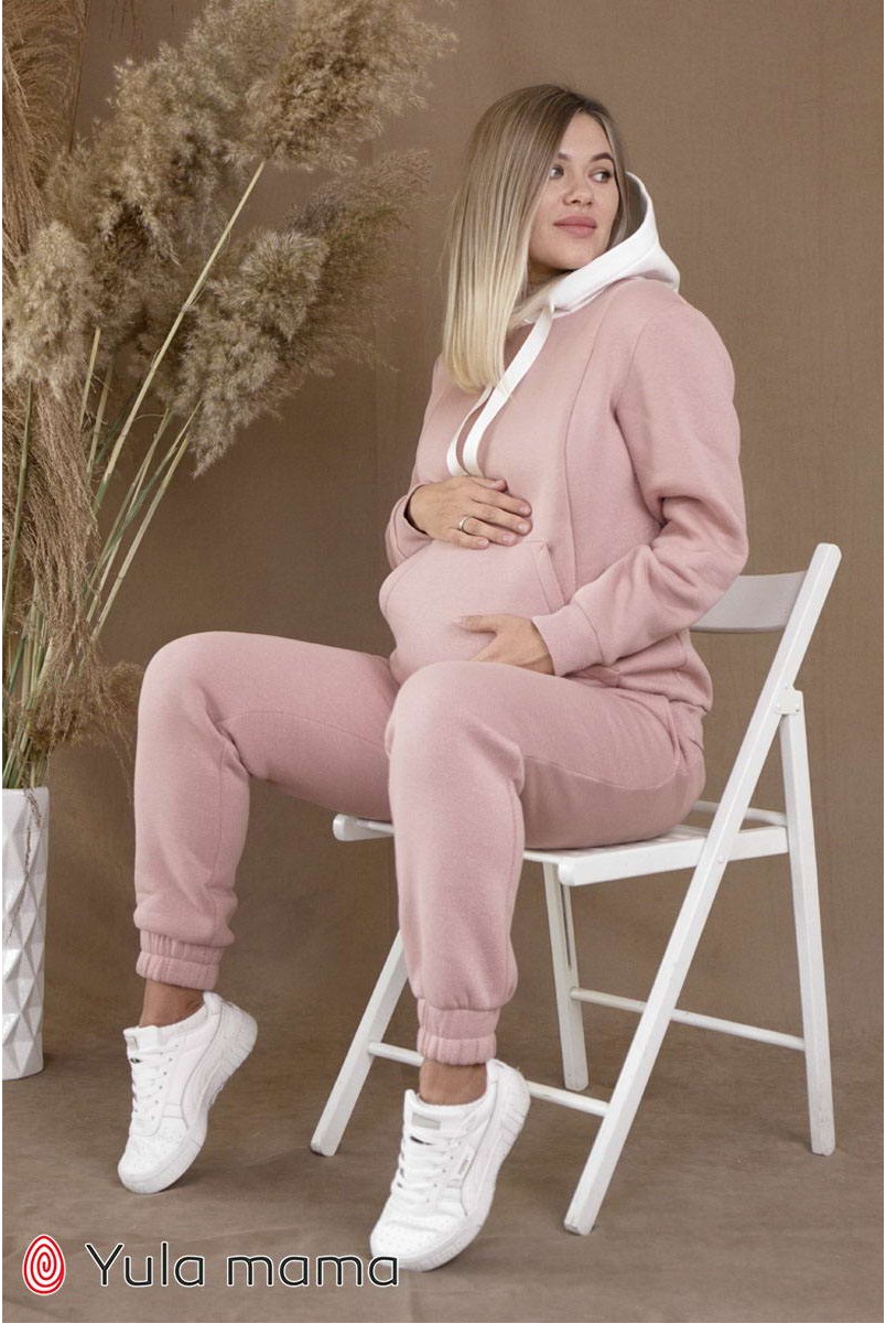 Теплый спортивный костюм Sharon пудра для беременных и кормления