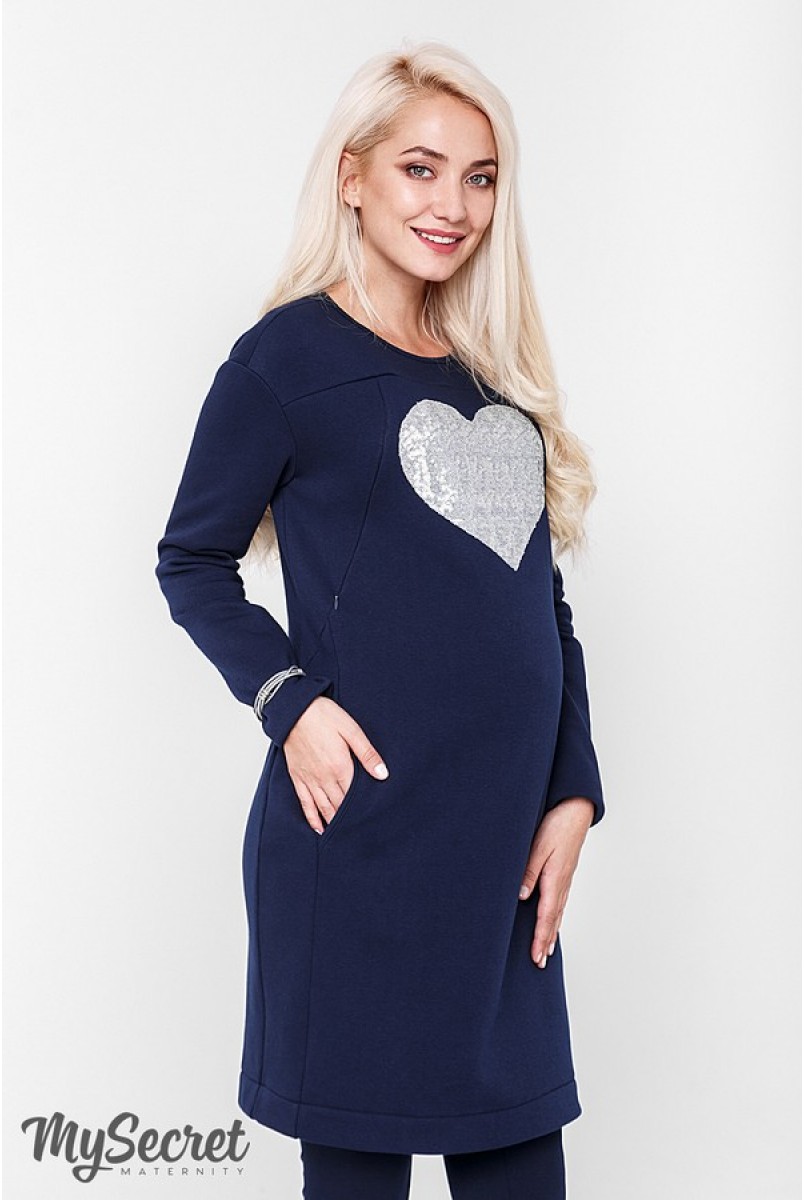 Платье Milano warm синий для беременных и кормящих 
