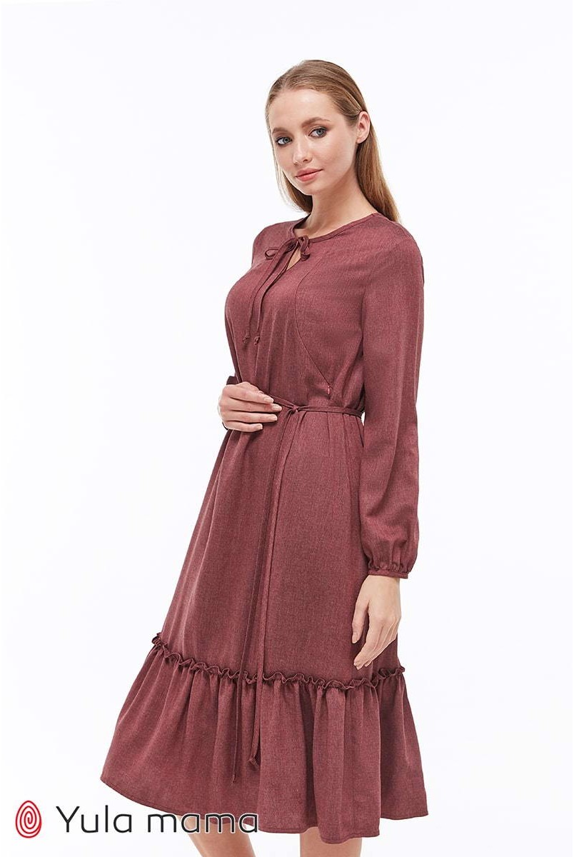 Платье Monice бордовый меланж для беременных и кормящих