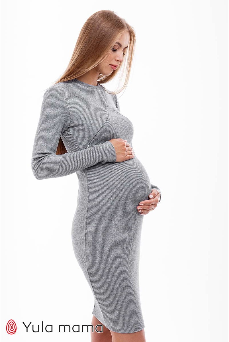 Платье Marika DR-49.141 серый меланж для беременных и кормящих