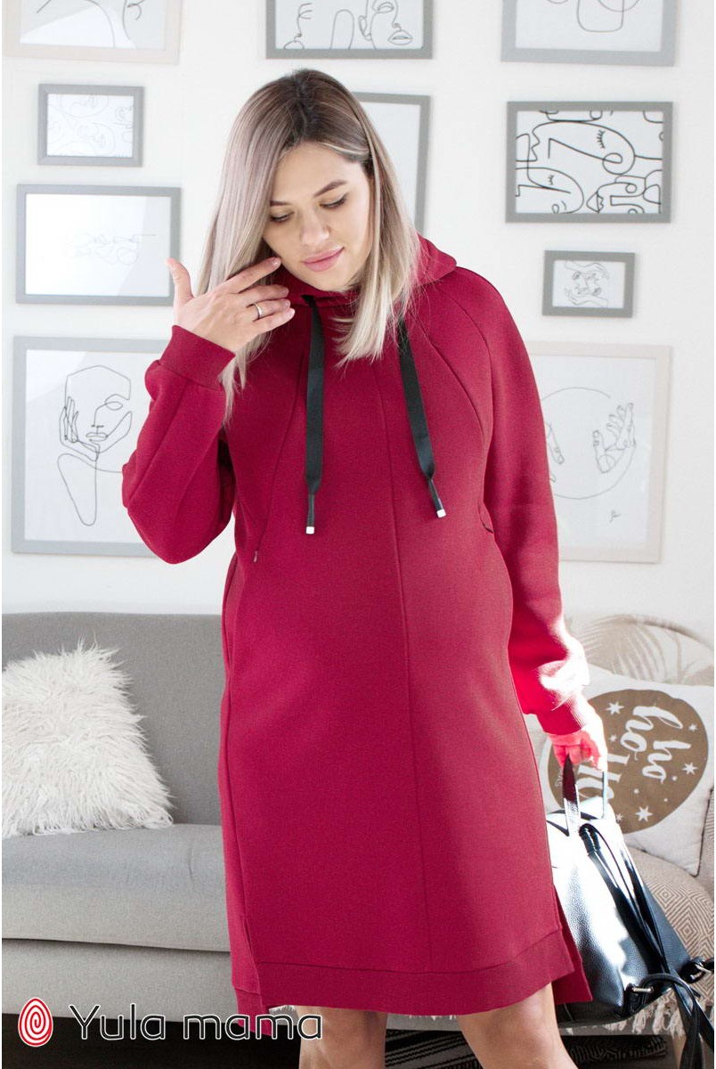 Сукня-худі Dacota бордо для вагітних і годування