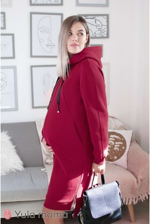 Платье-худи Dacota бордо для беременных и кормления