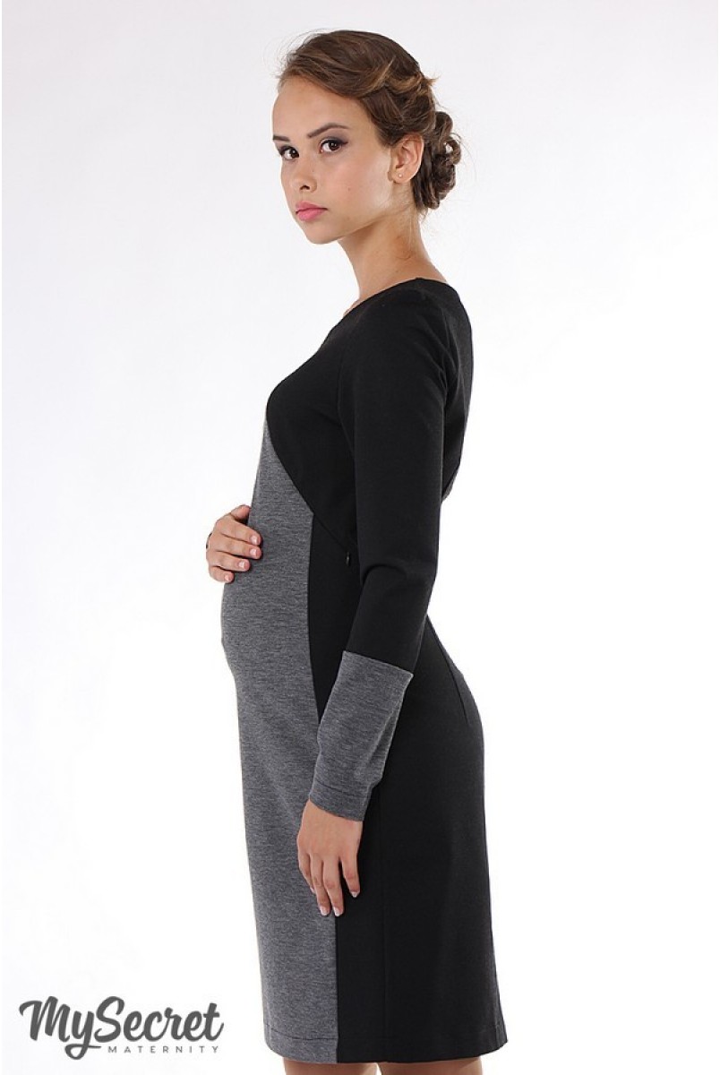 Платье Charlotte черный с серым меланжем для беременных и кормящих