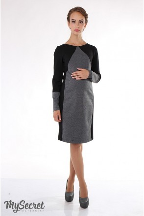 Сукня Charlotte чорний з сірим меланжем для вагітних і годуючих