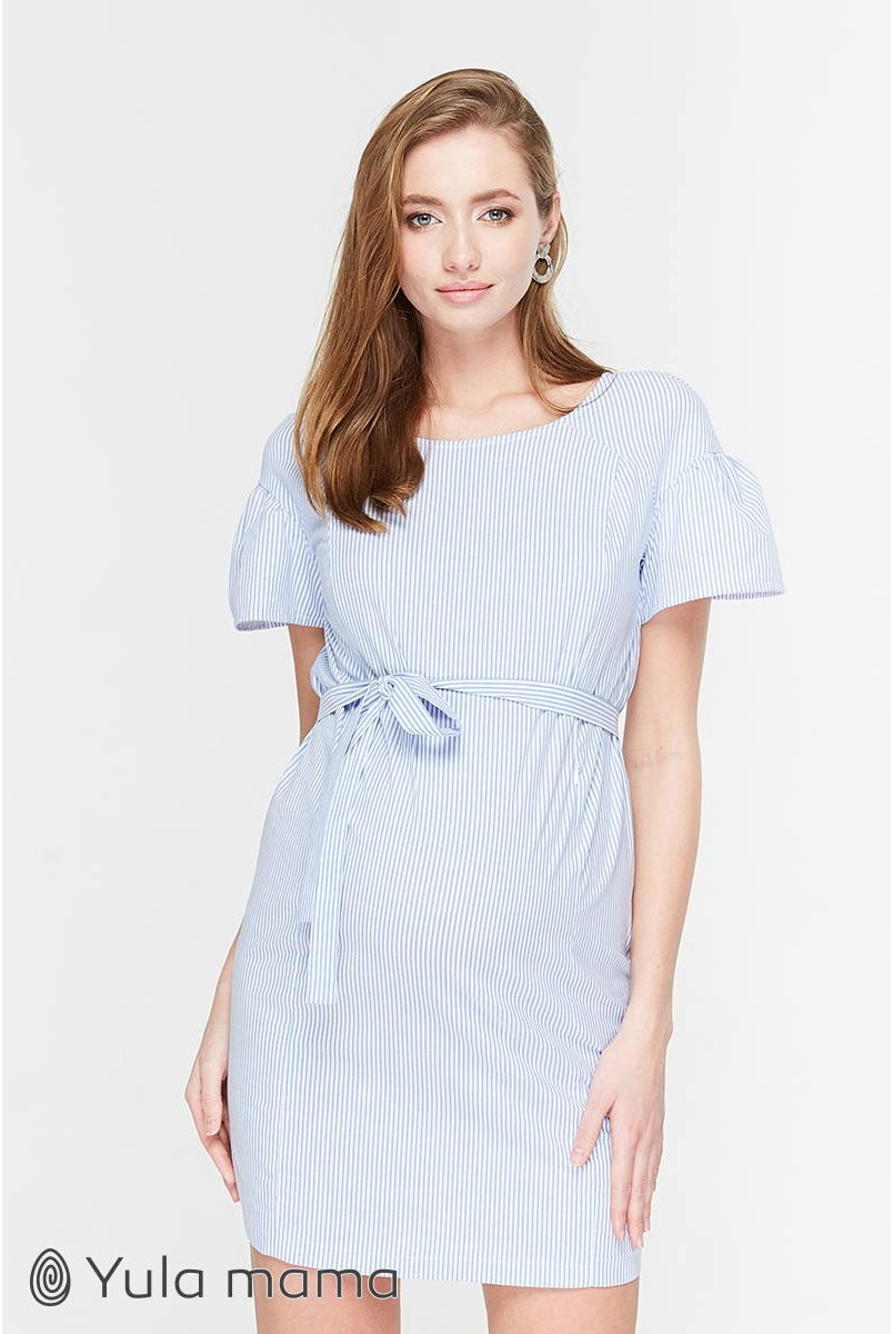 Сукня Kamilla біло-блакитна вузька смужка для вагітних і годування