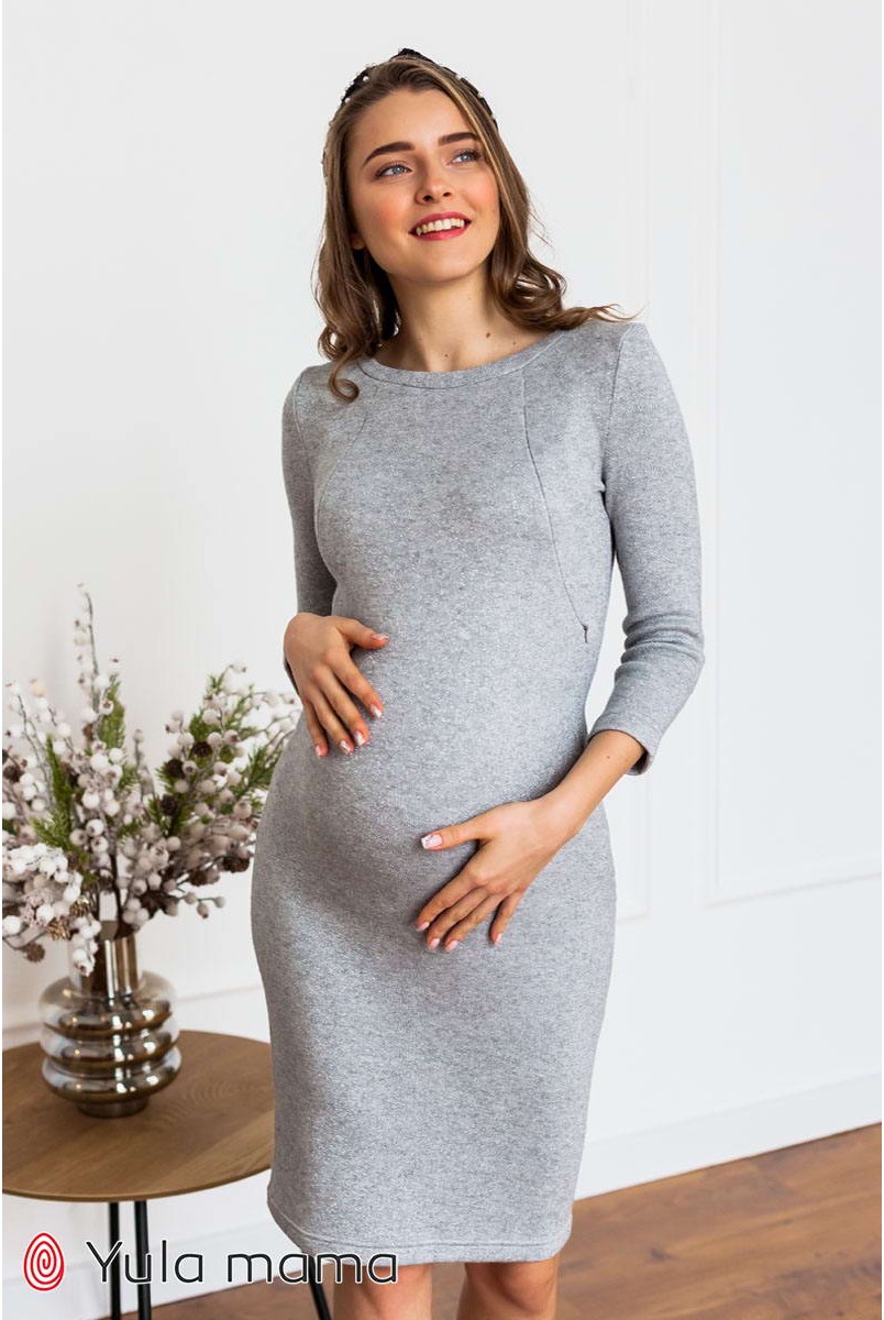Платье Elyn серый меланж для беременных и кормления