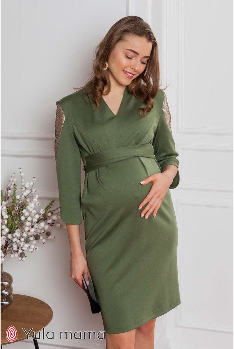 Платье Mirella хаки для беременных и кормления