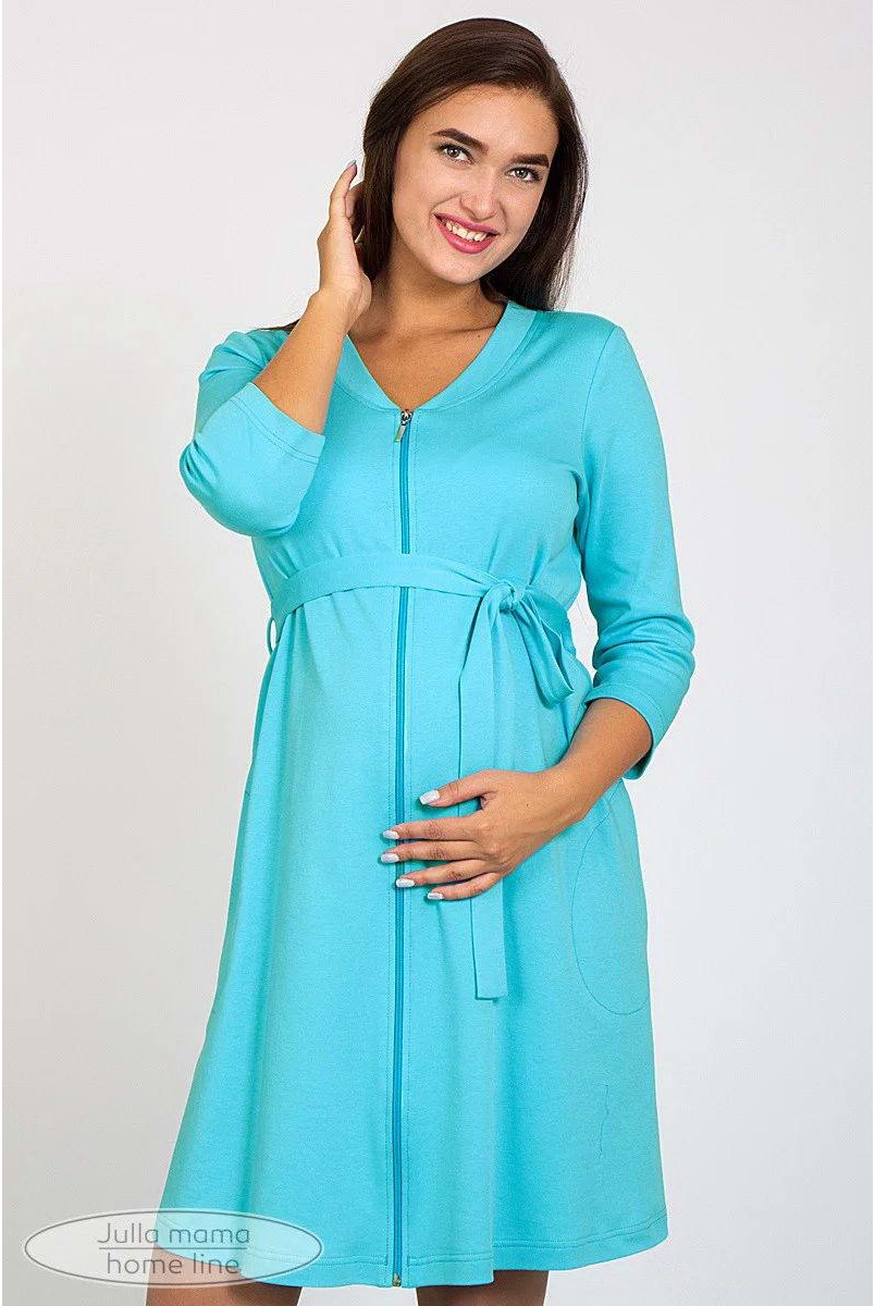 Халат Arina голубой для беременных и кормления