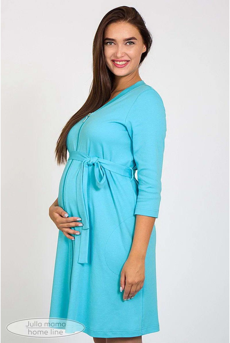 Халат Arina голубой для беременных и кормления