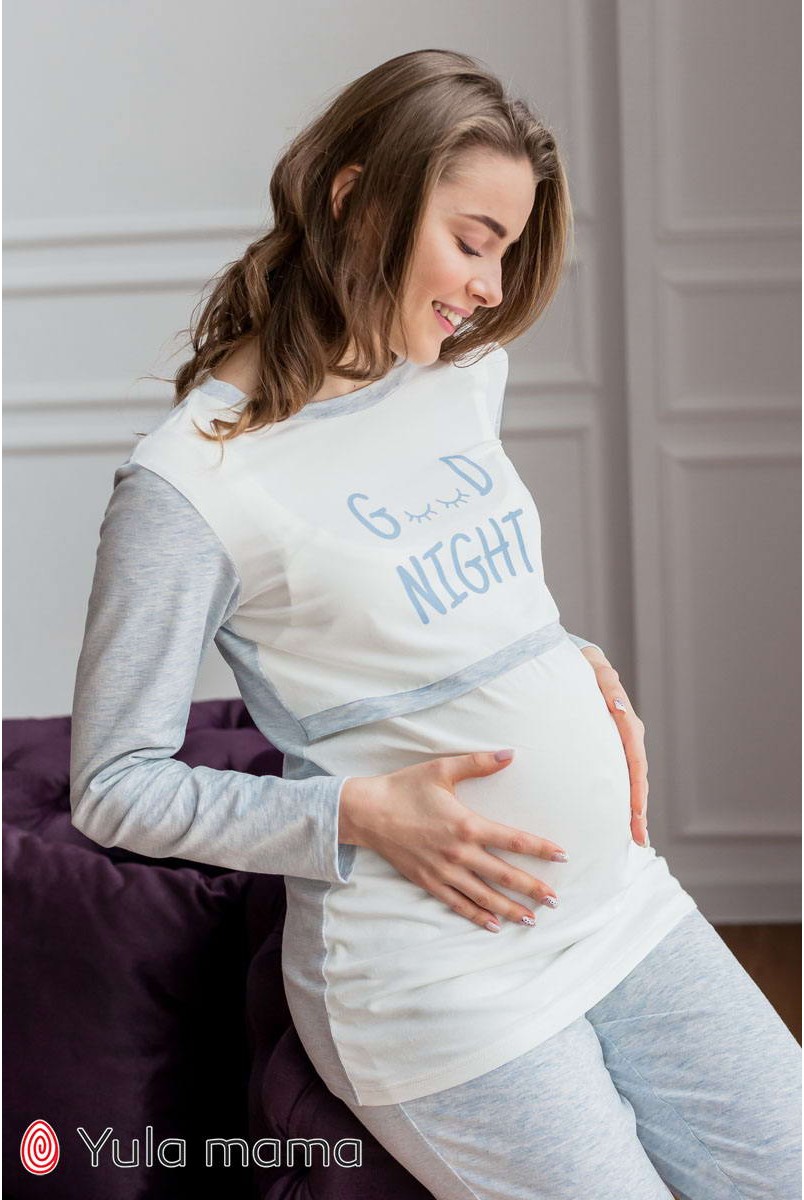 Піжама Milena блакитний меланж для вагітних і годування