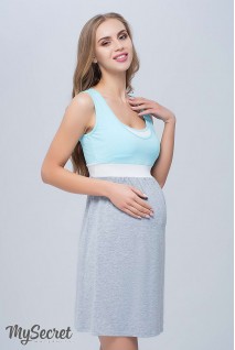 Ночная сорочка Sela NW-1.8.4 ментоловый + молочный + серый меланж для беременных и кормления