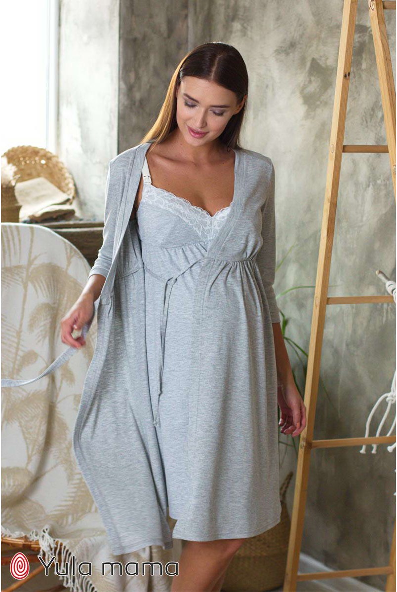 Ночная сорочка Monika new NW-2.2.5 серый меланж для беременных и кормления