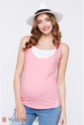 Майка Tilla ярко-розовый с белым для беременных и кормящих