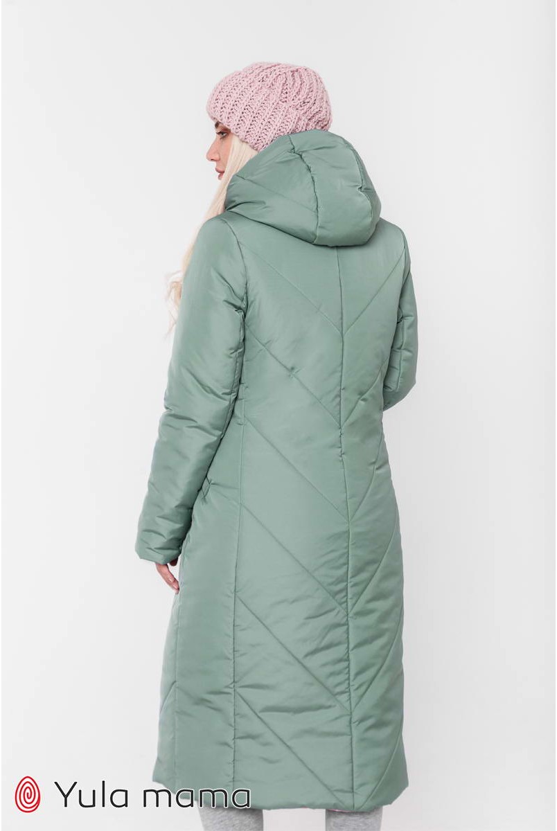 Зимове двостороннє пальто Tokyo (оливка та пудра) для вагітних