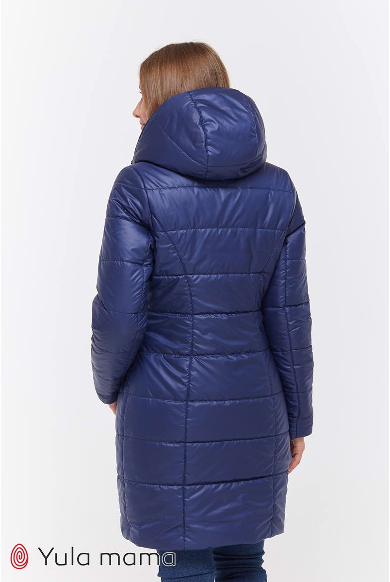 Зимнее двухстороннее пальто Kristin (металлик синий с синим) для беременных