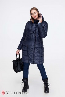 Зимове тепле пальто Mariet синій з пудрою для вагітних