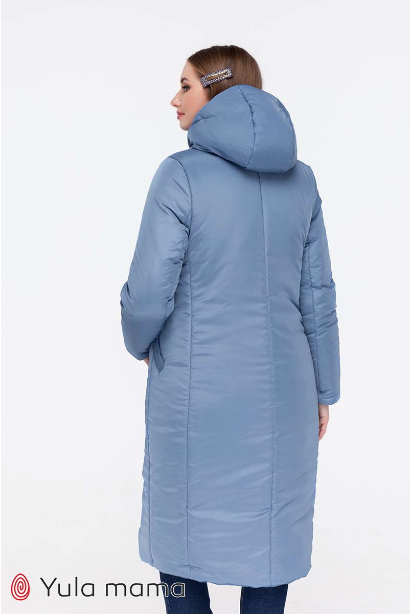 Зимнее двухстороннее пальто Tokyo (синий + голубой) для беременных