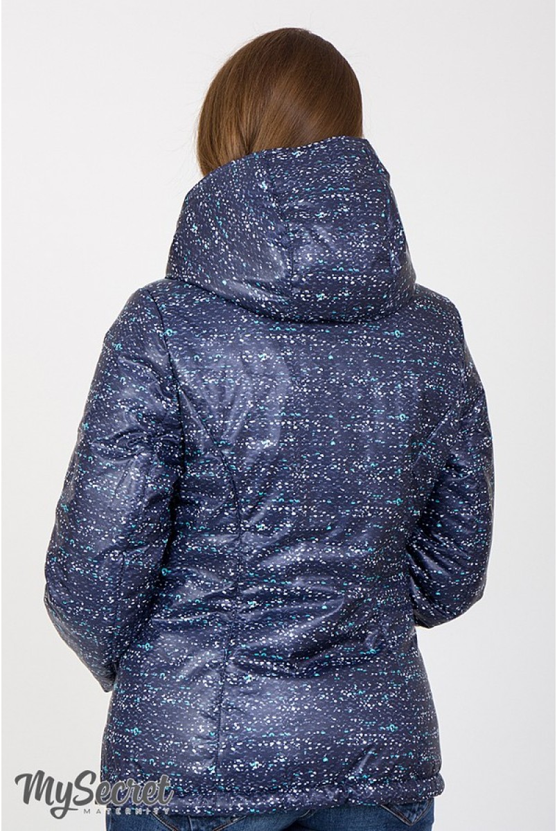 Демисезонная двухсторонняя куртка Floyd (меланжевый принт + аквамарин) для беременных