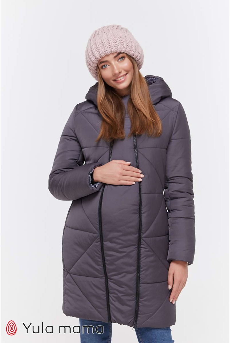Зимнее теплое пальто ANGIE графит для беременных