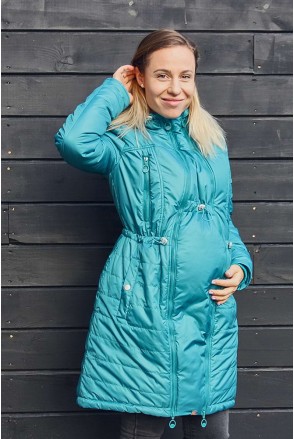 Зимнее пальто 2 в 1 Бирюза для беременных 