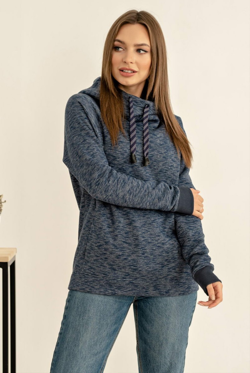 Худи теплый с капюшоном Westeros синий меланж для беременных и кормящих