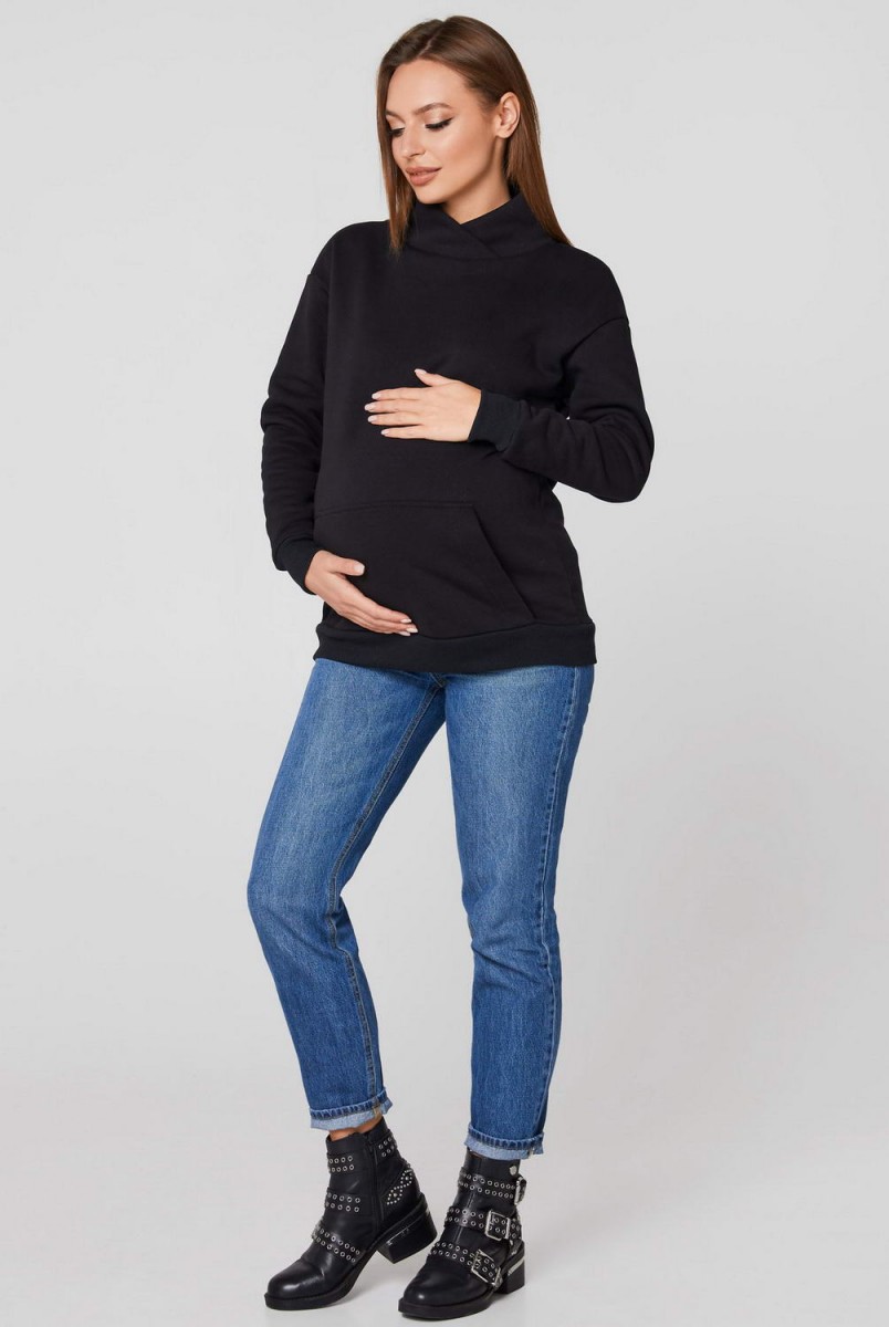 Худи с карманами Vancouver (деми) для беременных Чёрный