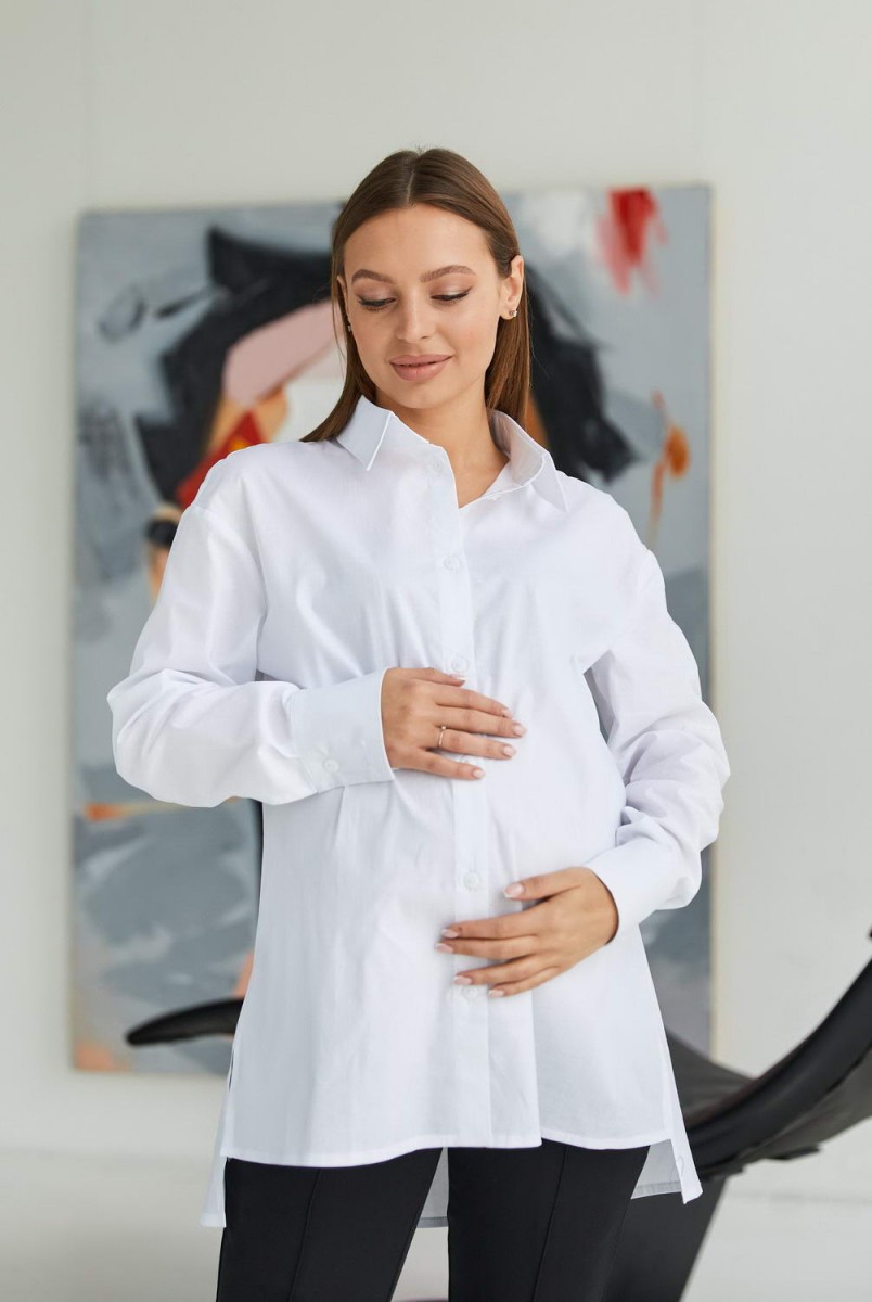 Рубашка оверсайз Geneva для беременных и кормления белый