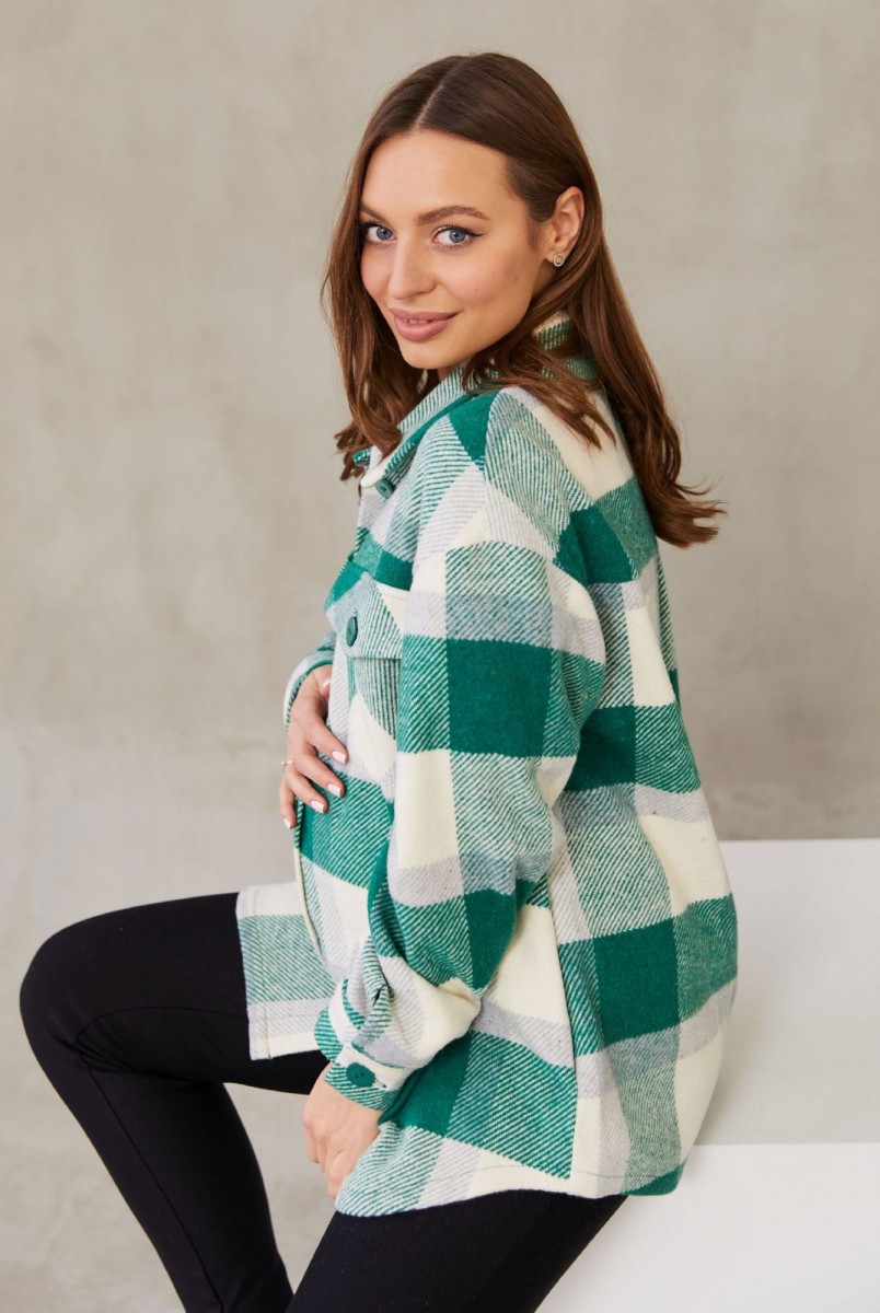 Рубашка для беременных и кормления в клетку Lullababe Monaco LB01MN163 зеленый