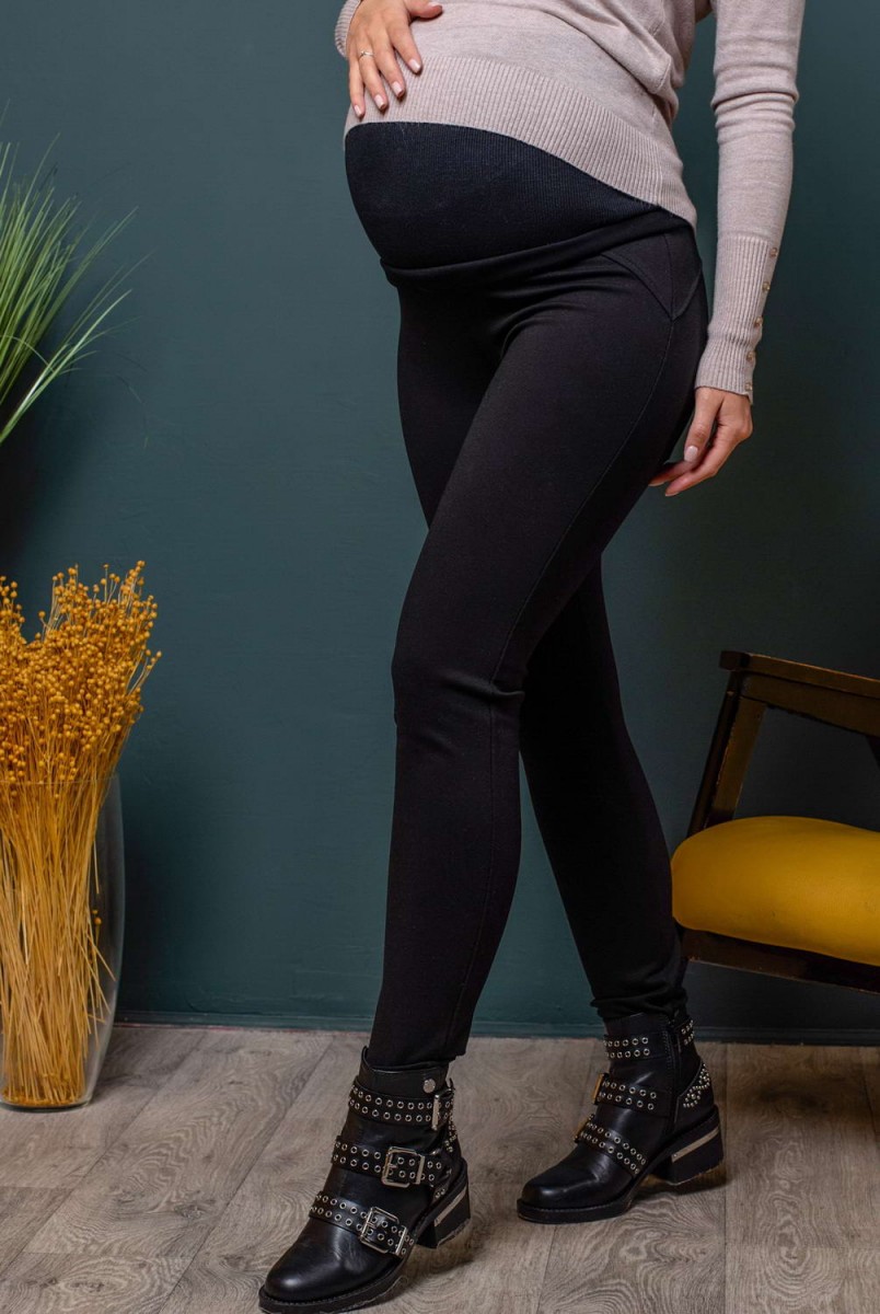 Брюки-лосины (зима) с высоким поясом Burnaby Чёрный для беременных