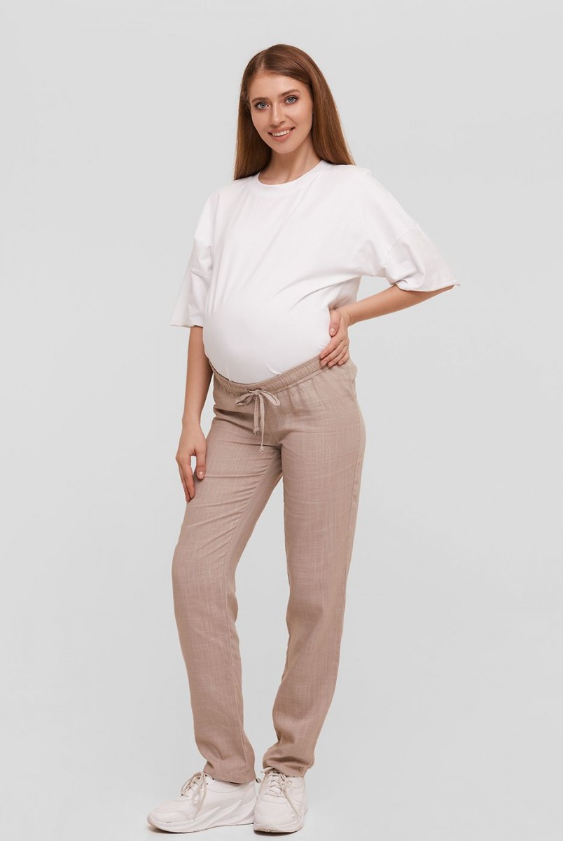Лляні штани Doha бежевий для вагітних