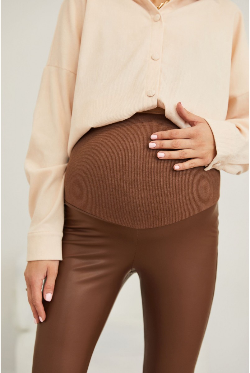Лосины зимние кожаные для беременных Lullababe Koln LB10KL157-WN коричневый