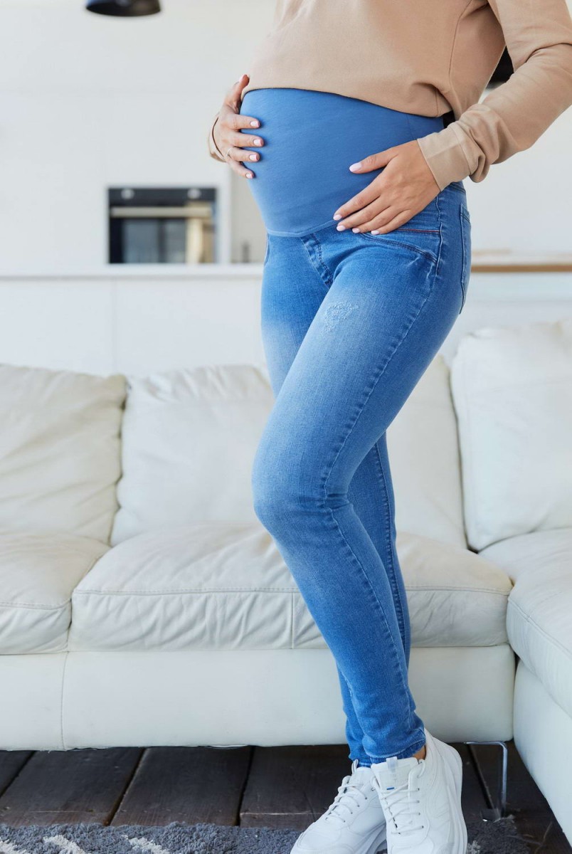 Джинсы скинни Shanghai светло-синий с потертостью для беременных