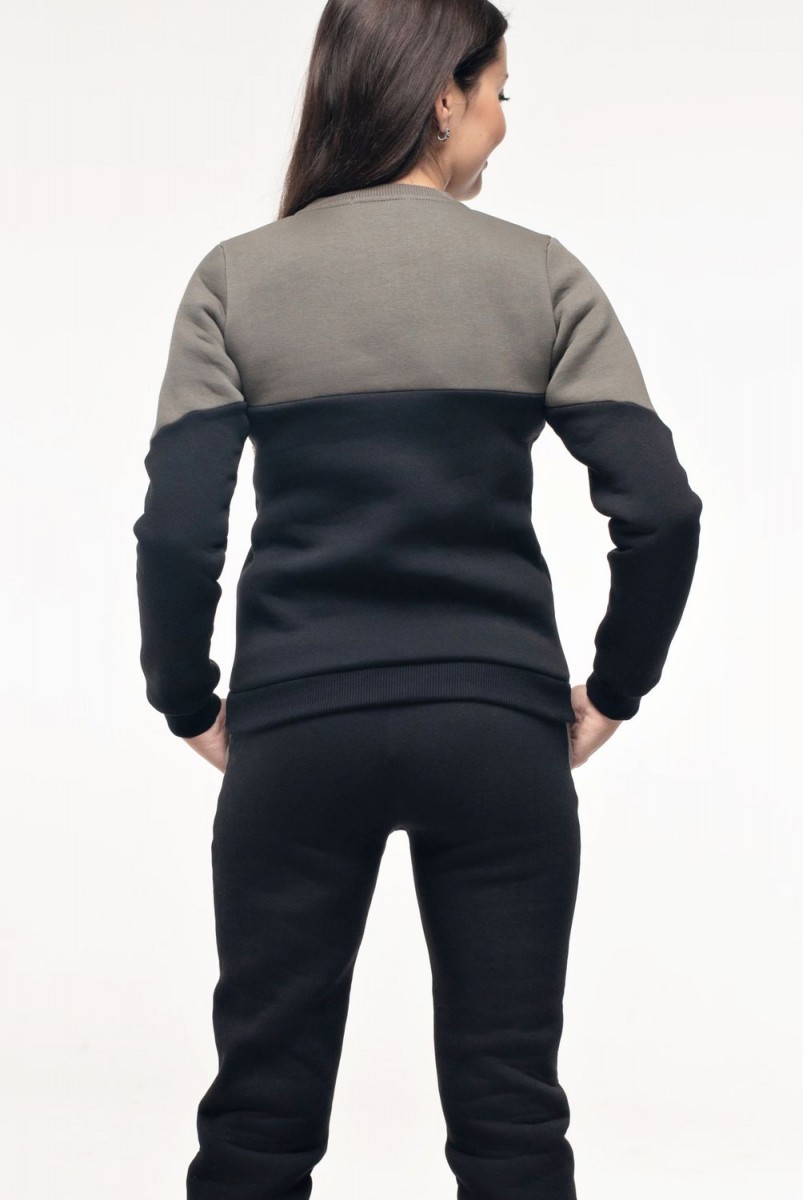 Зимний костюм с лампасами Oslo Черный с хаки для беременных и кормящих