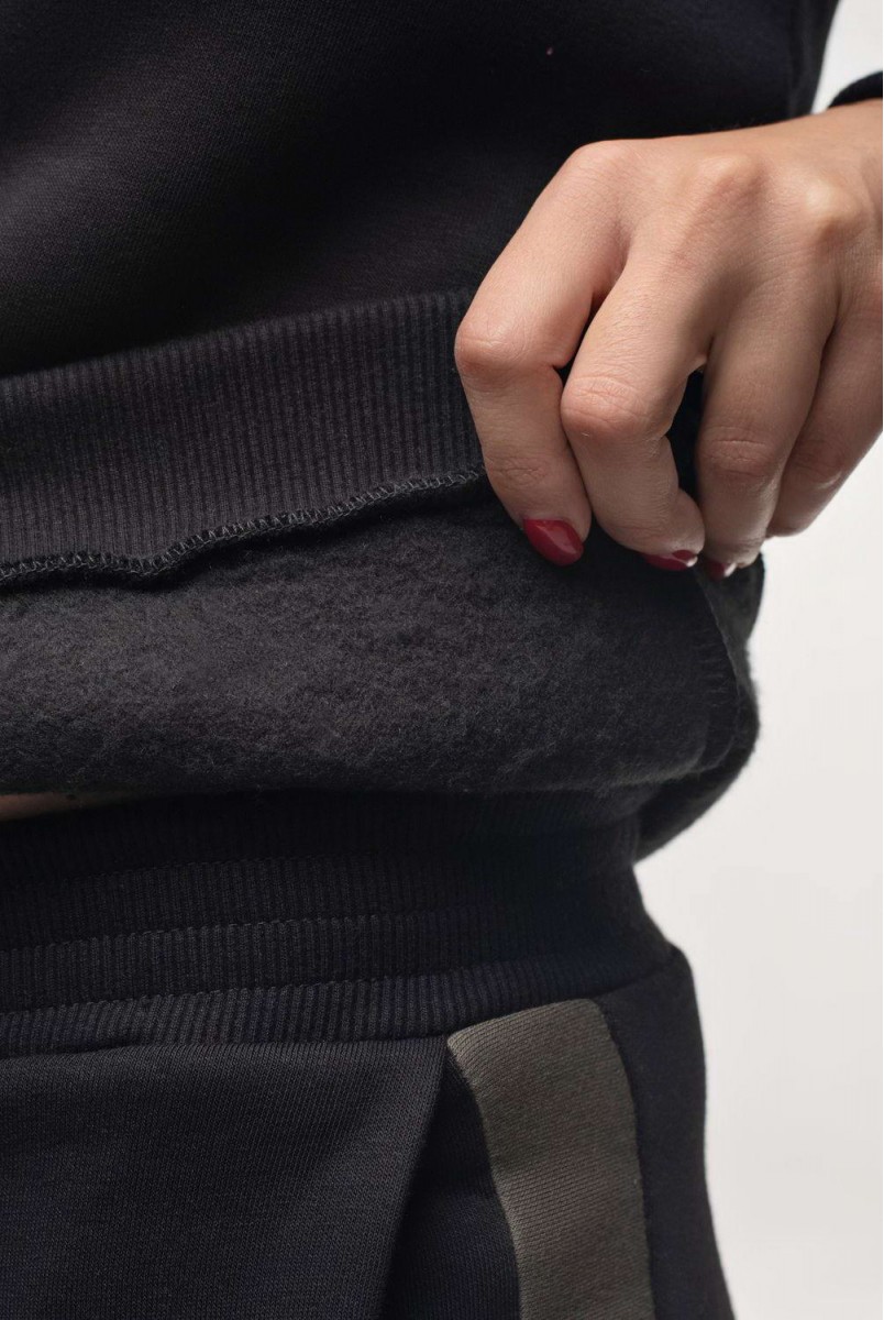 Зимний костюм с лампасами Oslo Черный с хаки для беременных и кормящих