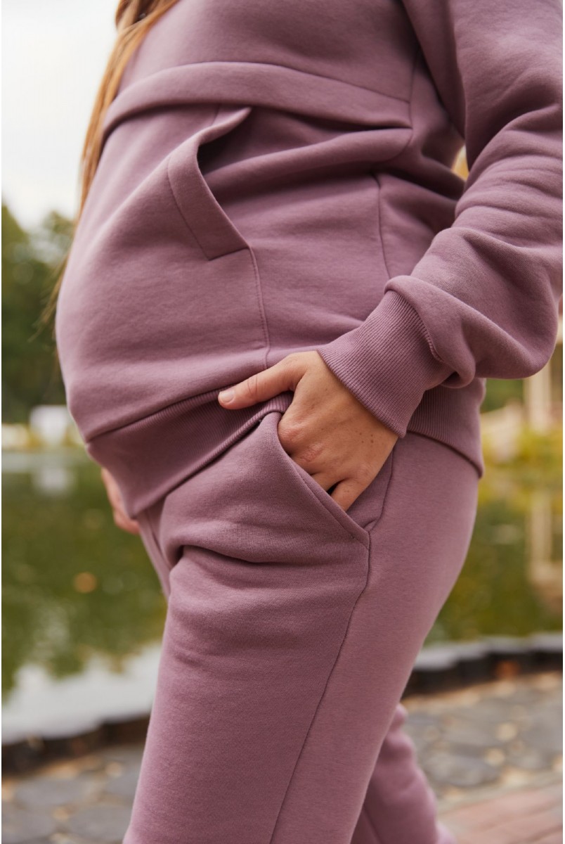 Теплый спортивный костюм для беременных и кормления Lullababe Kutaisi LB02KT143 сиреневый