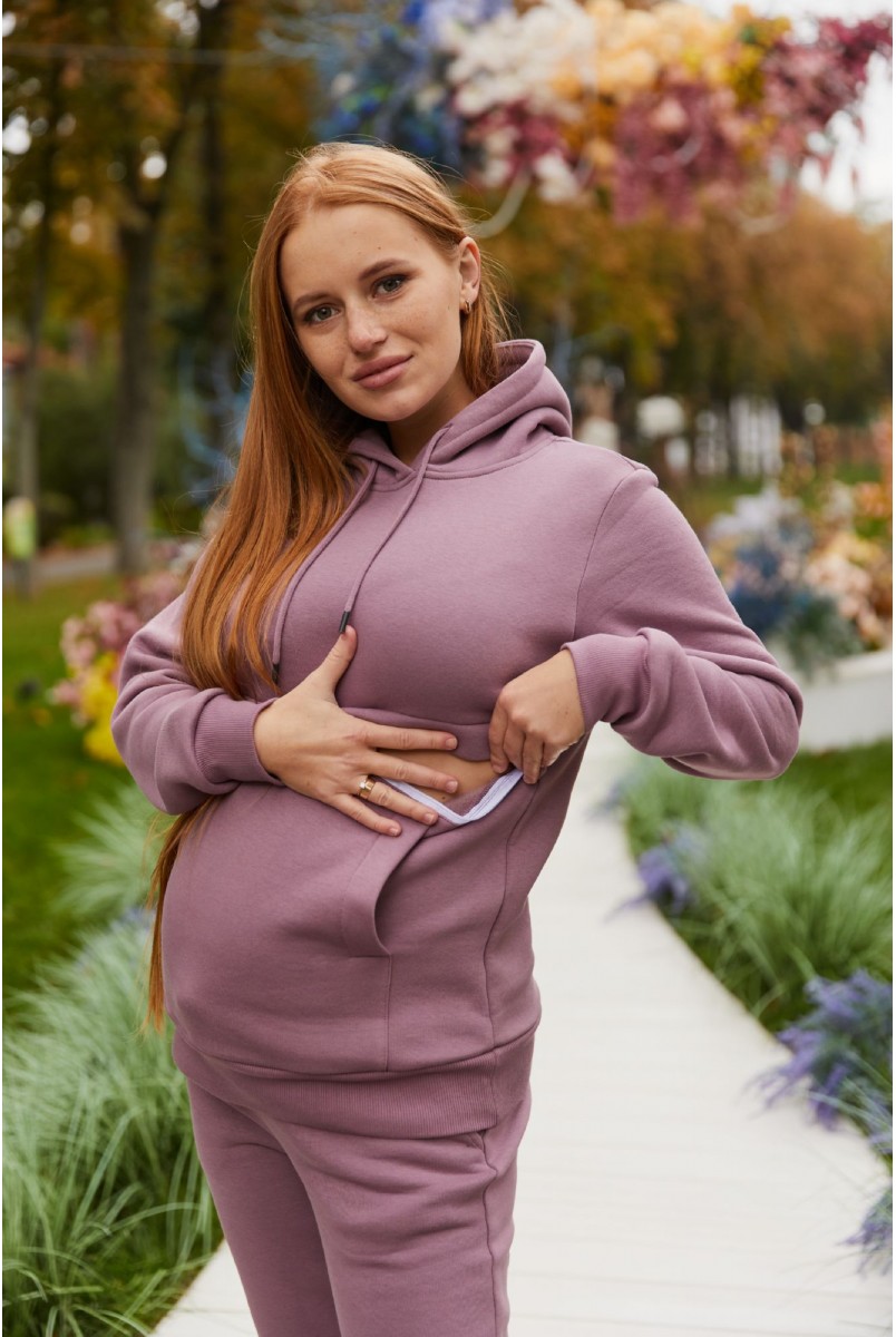 Теплий спортивний костюм для вагітних і годування Lullababe Kutaisi LB02KT143 бузковий