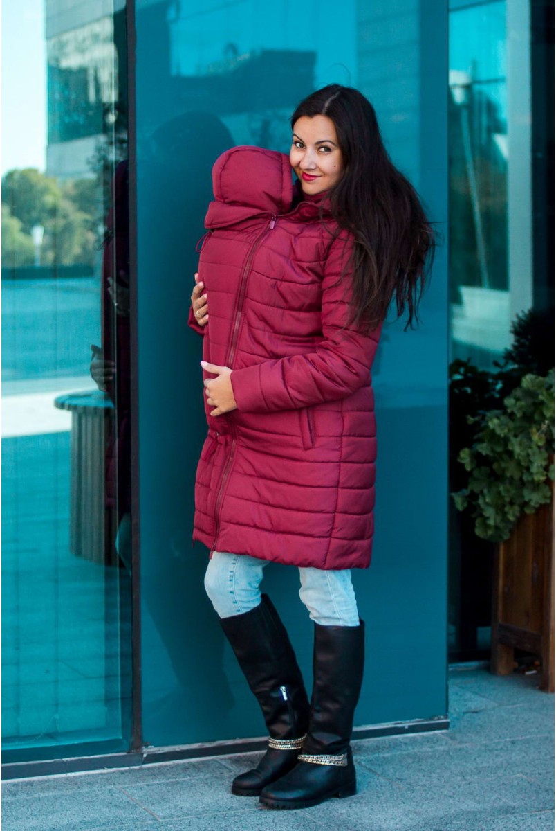 Зимняя слингокуртка 3 в 1 Dresden Бордо для беременных