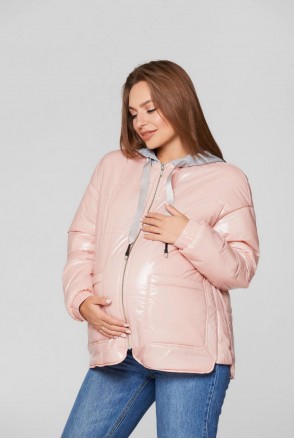 Демісезонна лакова куртка Zaragoza пудра для вагітних