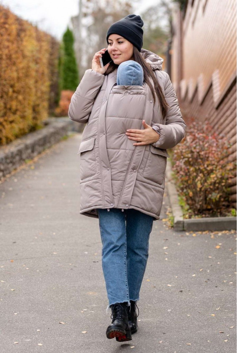 Зимняя слингокуртка 3в1 Alaska капучино для беременных