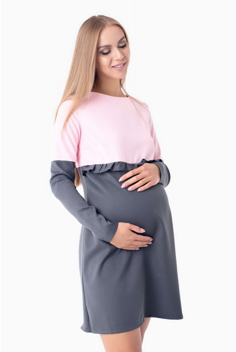 Платье Warsaw серый с розовым для беременных и кормления