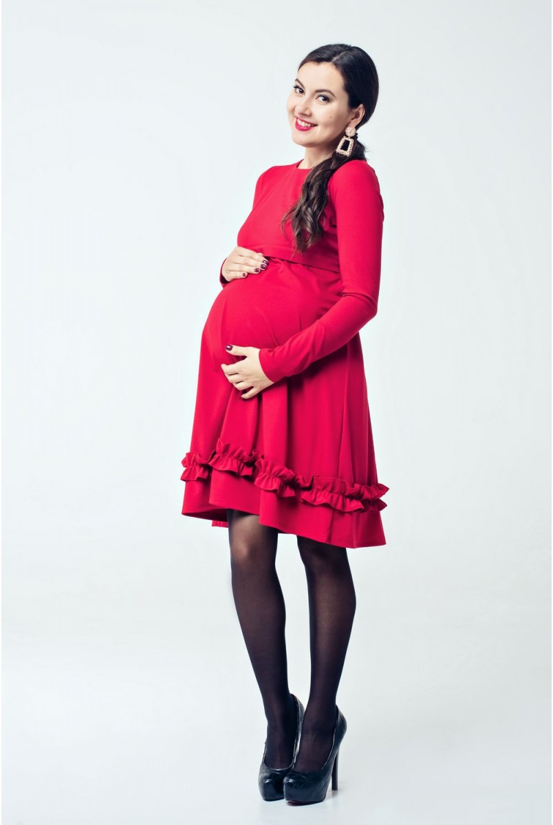 Платье Paris Красный для беременных и кормления