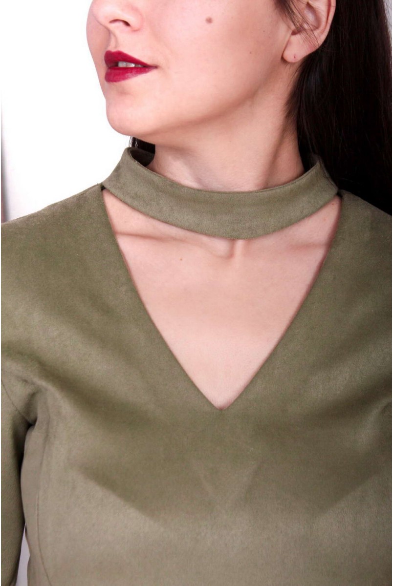 Платье из замши Toronto Оливковый для кормящих