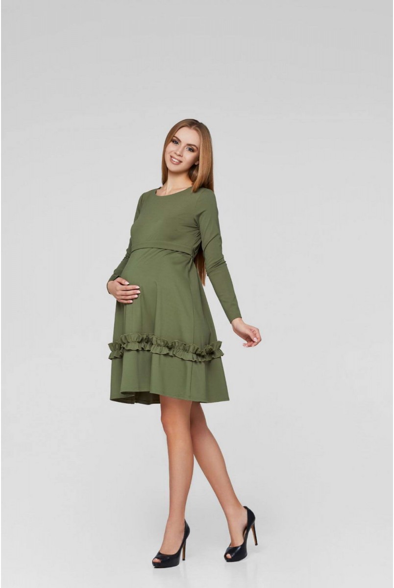 Платье Paris Хаки для беременных и кормления