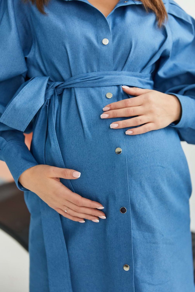 Джинсовое платье Florence для беременных и кормления Светло-синий